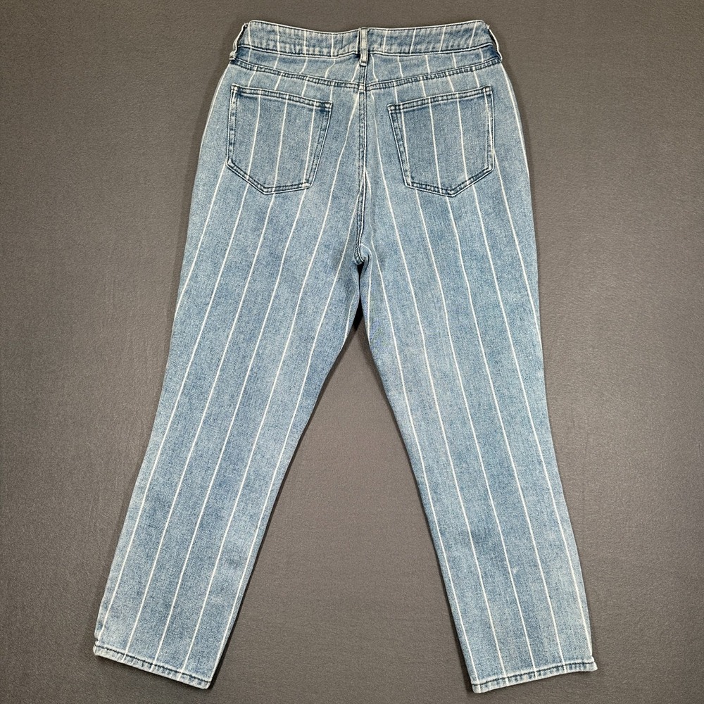PacSun Jeans Womens 28 Blue White Striped Denim Mom Fit High Rise‎ Straight Leg - Picture 2 of 7